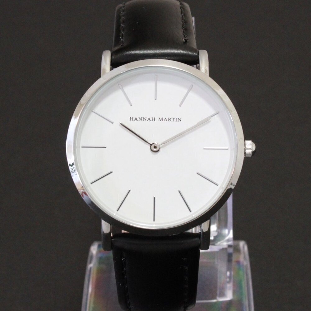 Men's Classic Minimalist 2 Hand Quartz Watch Raised Indices Black Strap 36mm - Picture 14 of 14